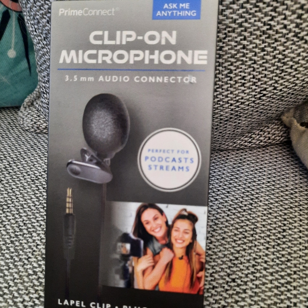 New! Prime Connect Clip-On Microphone Perfect For Podcasts & Streams Lapel Clip.